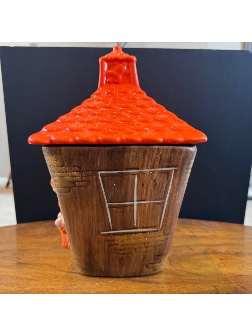 Vintage 1970s Gilner Pixie Elf School House Cottage Cookie Jar Orange Brown - Picture 3 of 16